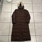 LL Bean Coat Womens Size Medium Brown Long Parka Down Jacket Quilted Insulated
