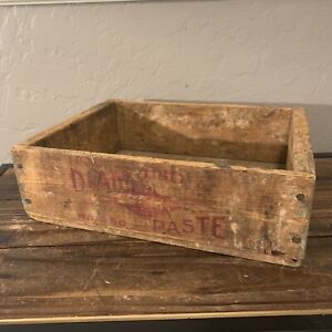 Vintage Diamond Ink Paste Wood Box Shipping Crate Attic Find Old Rough Original