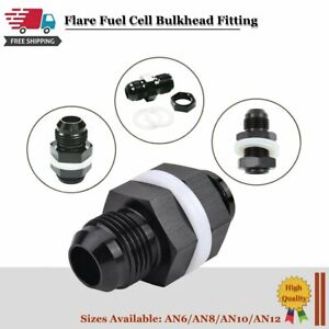 Black AN6 AN8 AN10 AN12 Flare Fuel Cell Bulkhead Fitting With  Washer
