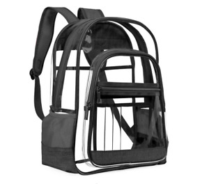 Clear Backpack Heavy Duty PVC Transparent Backpack with Reinforced Strap School