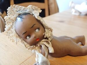 New ListingVintage Afro-American  Bisque Kewpie Figurine Adorable Very Old