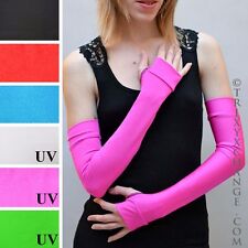 Womens Long Pink Arm Warmers Fingerless Gloves Armwarmers Anime Cosplay Costume