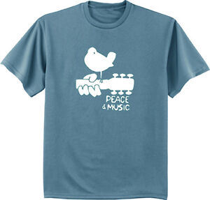 Woodstock t-shirt blue white peace and music festival t-shirt guitar t-shirt