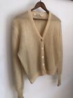 VTG 50s 60s Touring Pro Gilison Knitwear Co Mohair Cardigan Sweater Cream Large