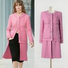 NWOT CHANEL 22A PINK TWEED CHAIN LONG COAT FR36