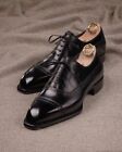 Men Black Leather Oxford Dress Shoes, Handmade Black Leather Formal Shoes