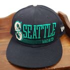 Seattle Mariners Hat Cap Snapback Blue Mens New Era OSFA Spell Out Logo Cotton