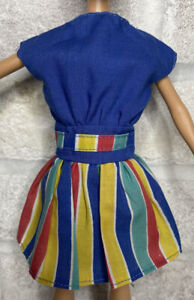 Vintage Dress, Blue Top w/Striped Skirt & Belt, Clone #KN21 Barbie Size