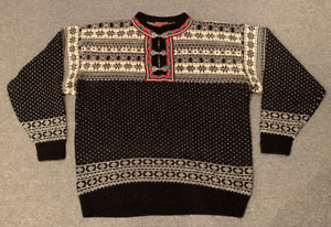 Christiania Norway Wool Sweater XL Winter Snow Ski Clasps Vtg