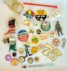 Vintage Antique Junk Drawer LOT Ephemera Advertising Buttons Pins Toys 35+ Pcs.