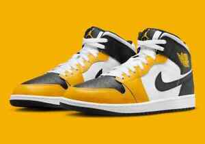 Nike Air Jordan 1 Mid Yellow Ochre White Black DQ8426-701 Men’s or GS Shoes NEW
