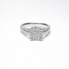Estate 14K White Gold Single And Brilliant Cut Diamond Cluster Ring 0.50 Cts