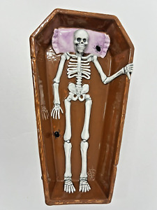 Skeleton in Casket Coffin with Spiders, Eyeballs Tires Brown Figurines from Ganz
