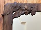 RARE Vintage Carved Butterfly Oak Look Frame Wall Mirror 21” X 15.75”