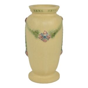 Roseville La Rose 1924 Art Pottery Ivory And Garland Ceramic Flower Vase 239-6