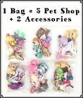 Littlest Pet Shop Lot 5 Random LPS With 1 Dog or Cat + 2 Accessories,1 Grab Bag