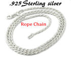 Diamond Cut Rope Chain Necklace Real 925 Sterling Silver Tarnish-Free ALL SIZES