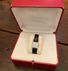 Cartier vintage Women's Silver Quartz Watch with Blue Crocodile Band