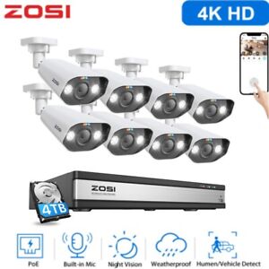 ZOSI 16CH 4K NVR 8MP POE Security IP Camera System Home Network Audio Record 4TB