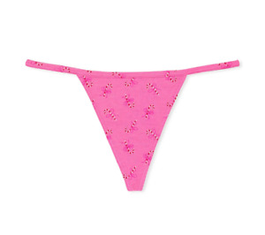 Victorias Secret NWT Stretch Cotton V String Panty XXL Candy Cane Pink Sexy Cute