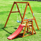 Wooden Swing-N-Slide Set Kids Climbers Outdoor Activity Playground Climb Swing