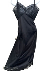 Vtg Full Slip Dress Van Raalte Opaquelon Sheer Heavy Lace Cups Black 34 36 S M