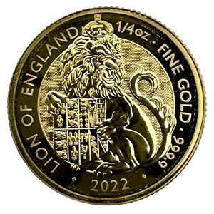 2022 GB 1/4 oz .9999 Fine Gold Royal Tudor Beast The Lion of England BU