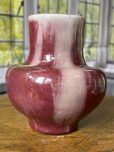 Mystery Signed Pottery Antique Oxblood Red Glaze Art Vase Crafts