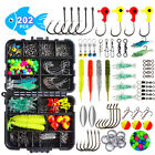 202pcs Fishing Accessories Kit Soft Lures Jig Hooks Bobbers Gear with Tackle Box