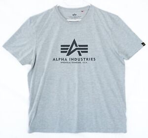 Alpha Industries Classic Logo Print Gray T-Shirt size 2XL