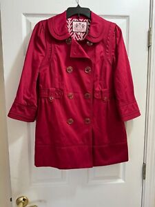 Juicy Couture Red Cotton Mid Ruffle Trench Coat (Size Medium)