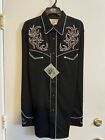 Vintage Roper Old West Classic Shirt Mens XL Black Pearl Snap Embroidered Cowboy