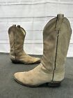 Dan Post Men Western Cowboy Boots Tan Deerskin Suede Leather Mid-Calf Size 11 D