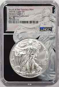2021-S American Silver Eagle T1 - NGC MS70 Emergency Production