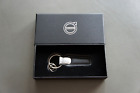NIB Genuine Volvo Basic Leather Tag Stainless Steel Keychain Key Ring Dealership