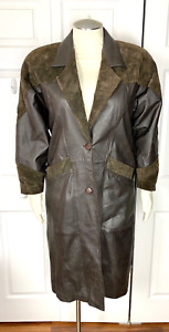 Trench Coat Size MED Western Desperado Vintage Women’s Brown Leather and Suede