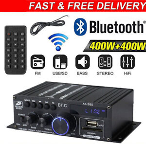 12V 800W Bluetooth HiFi Power Amplifier Mini Audio Digital Stereo FM AMP Remote