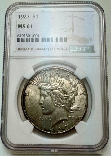 1927 Peace Dollar | MS61 (NGC), Key Date, Toned