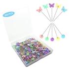 200pcs Sewing Pins Flat Head Straight Pins with Colored Butterfly and Flower