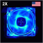 2X 80mm Computer PC Clear Case Cooling Fan With LED - Blue
