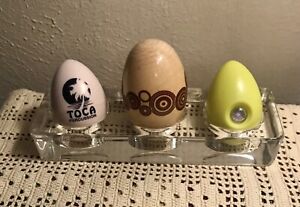 Lot of 3 Hand Percussion Egg Shakers Toca Wood Plastic