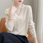 100%Cashmere Button Front Long Sleeve Cardigan Women's Cashmere Cardigan Sweater