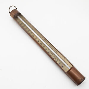 Vtg Moeller Brass Industrial Hanging Thermometer Industrial 400 Degrees Copper