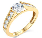 1.5 Ct Round Brilliant Engagement Wedding Ring Cathedral Real 14K Yellow Gold