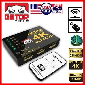 4K HDMI 2.0 Cable Splitter Switcher Box Hub IR Remote Control 5X1 Power 5 to 1
