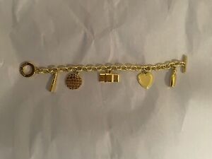 Signed Estee Lauder Gold Tone Charm Bracelet (JB)                   