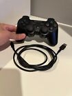 Sony Playstation 3 (PS3) Sixaxis DualShock 3 Controller Black Genuine OEM &Cable