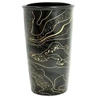 Starbucks Black Gold Sparkle Swirl Lava Coffee Ceramic Travel Tumbler Mug 12 oz