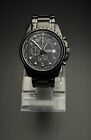 Fossil CH-2473 Chronograph Watch Black Date Dial Stainless Steel Mens Wristwatch