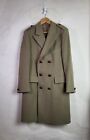 C&A Mens 40R Overcoat Wool Vintage Double Breasted Beige Formal Long